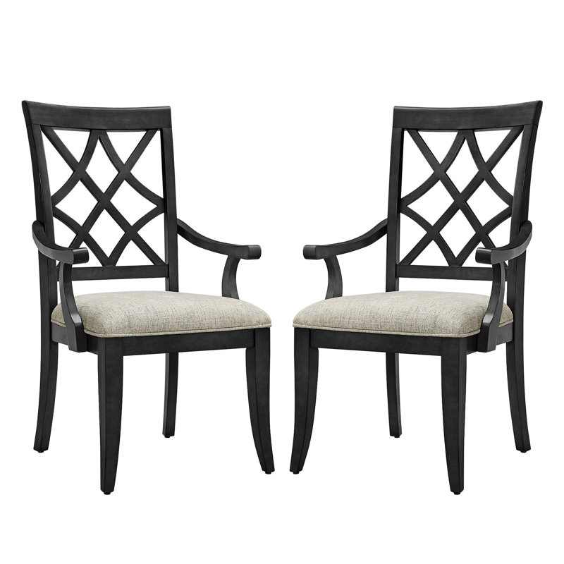 Deux chaises avec accoudoirs de style Mid-Century - chêne foncé, bois massif, 2 sièges en chêne rembourrés, structure en bois, revêtement élégant pour un look élégant