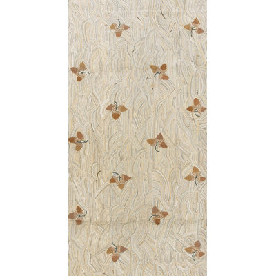 Tapis ivoire en laine Antique
