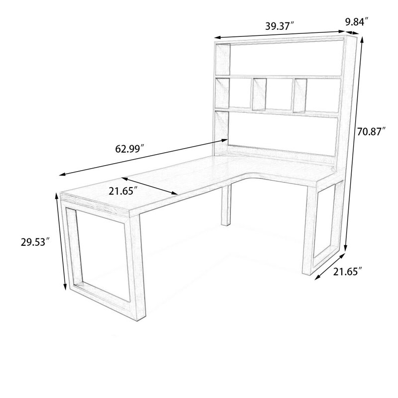 Bureau rectangulaire en bois massif brun noisette, H 29,6 po x l 63 po x P 39,4 po, Retour à droite