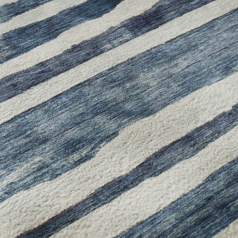 Premium Machine Washable Lyndhurst AMF1191 Stripes Rug, Rectangle 8 pi x 10 pi