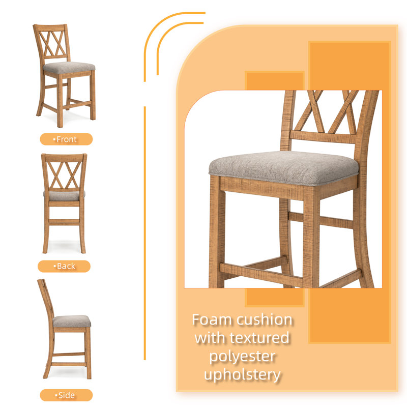 Leannah Upholstered Counter Stool with Solid Wood Frame
