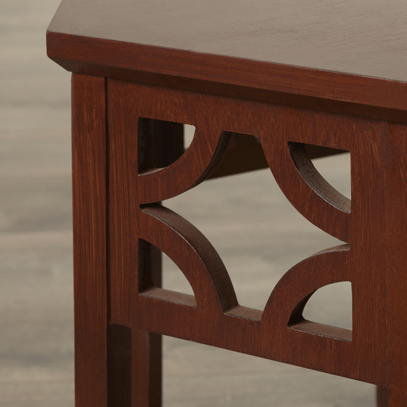 Katalina Solid Wood Abstract End Table, Brown