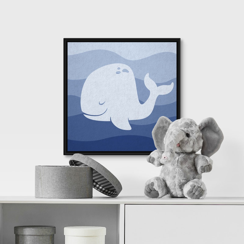 « baleineing subaquatique-chambre d’enfant circle », impression, Cadre pour toile flottant noir