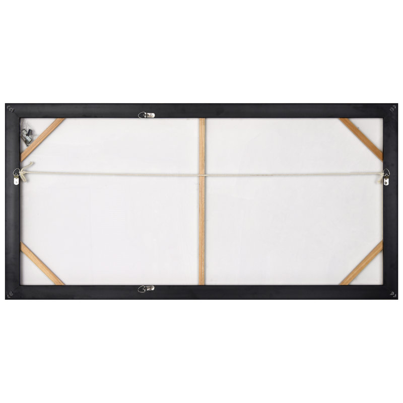Monochrome Abstract Black and White Textured Canvas Painting, 24" x 48"