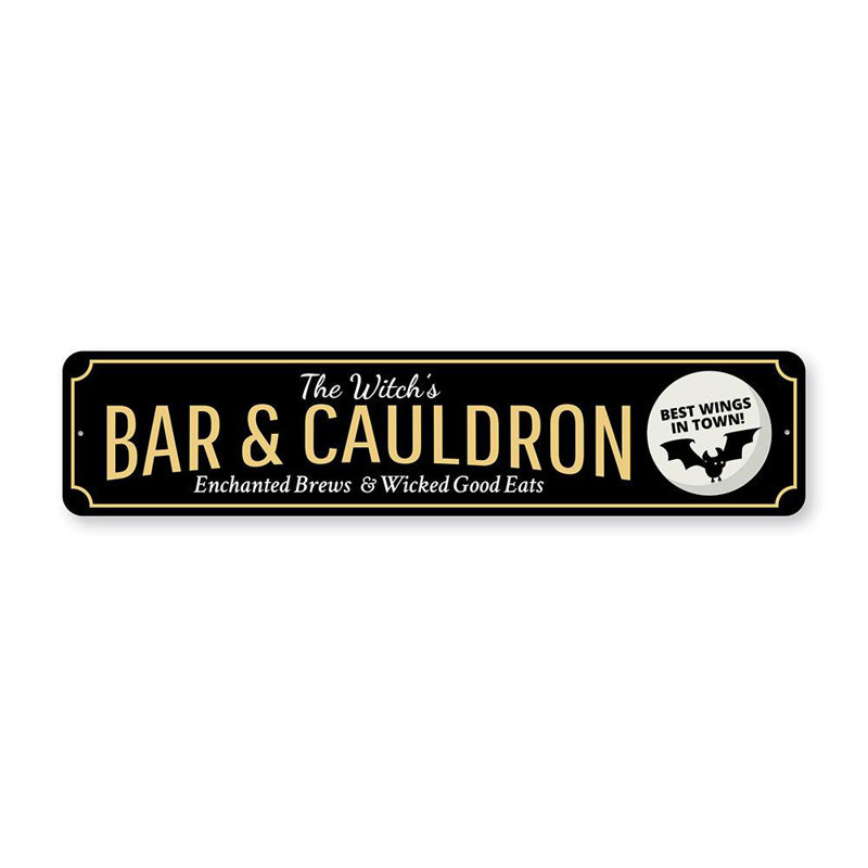Plaque en aluminium Witch's Bar and Cauldron, H 4 po x l 18 po x P 0,04 po