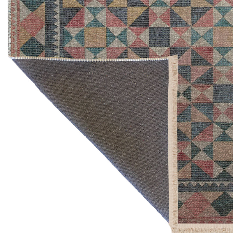 Tapis décoratif rétro multicolore à motifs géométriques mixtes, Tapis de couloir 3 pi 3,37 po x 9 pi 10,11 po
