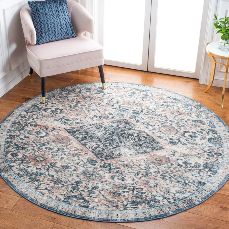 Tapis oriental lavable à la machine Cymone Performance, Rond 6 pi 7 po