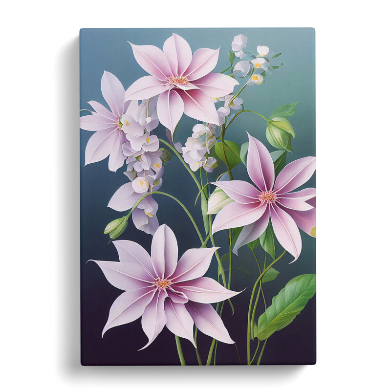 Pastel Flowers - Wall Art, Wrapped Canvas, 50cm H x 35cm W, No Matte