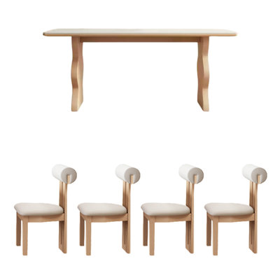 Wavy feet sintered stone dining table set