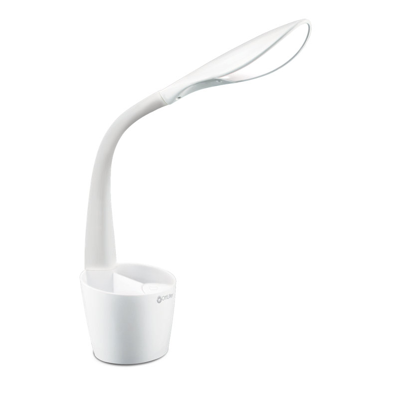White Adjustable LED Desk Lamp with Touch Controls and Organizer