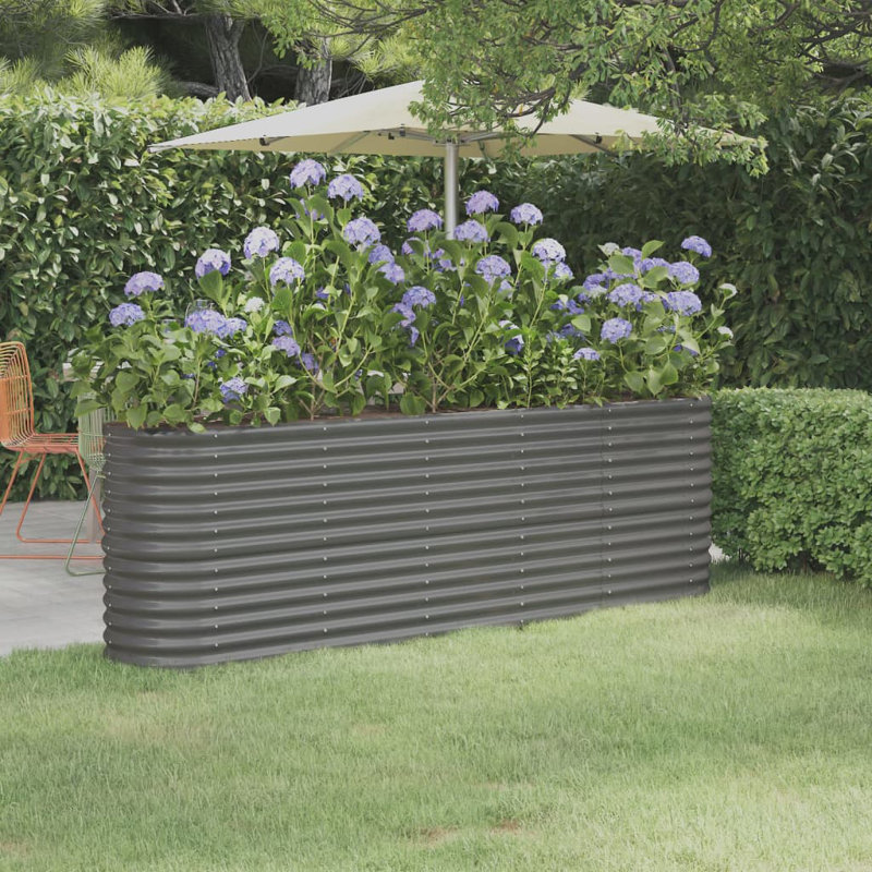 Garden Raised Bed Powder-coated Steel, 68 cm x 224cm x 40cm, Grey