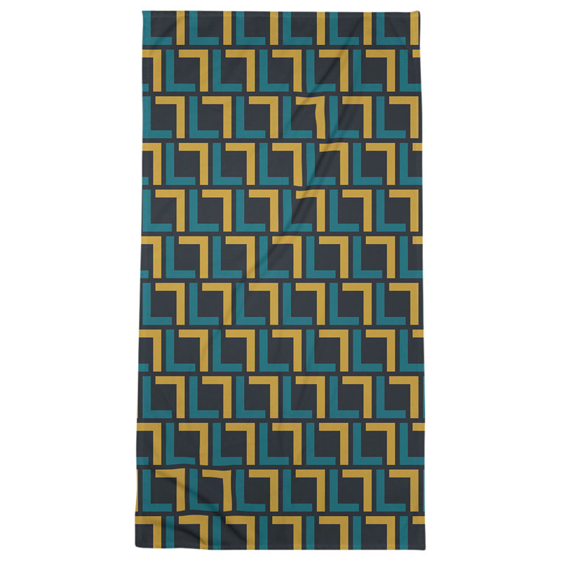 Bath Towel, Black/Teal/Gold