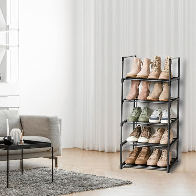 Étagère à chaussures robuste en métal, étagère à chaussures étroite pour les placards, le vestibule et le couloir, étagère à chaussures réglable et empilable