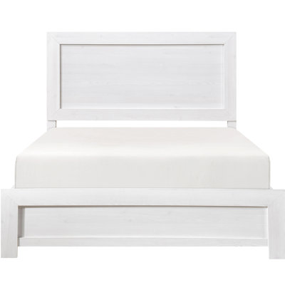 Lit double en blanc, tête de lit, rails et sommier tapissier pour un lit apaisant à finition blanche