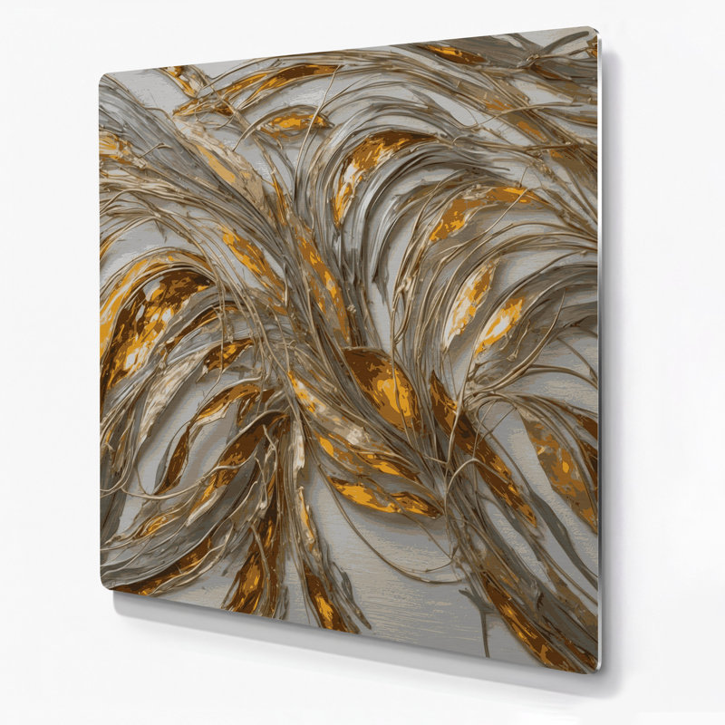 «Lyrical Abstraction 37», art mural gris en métal, H 16 po x l 16 po