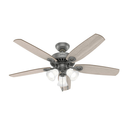 Ventilateur de plafond standard à 5 pales de 52 po avec chaîne de traction et ensemble d'éclairage inclus Builder Plus