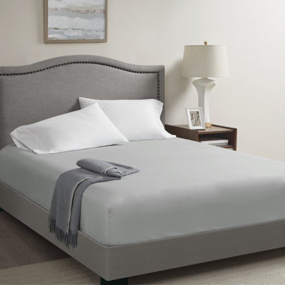 Draps et taies d'oreiller simples CoolMax TG, drap-housse en polyester gris uni