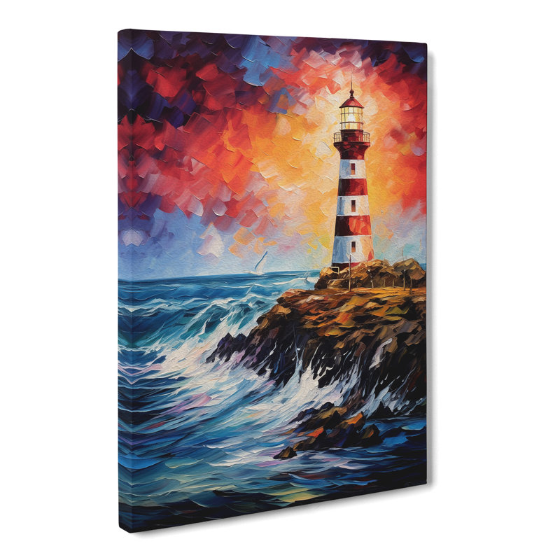 Lighthouse Action Painting Art No.2 - No Frame Print, 50cm H x 35cm W x 3cm D