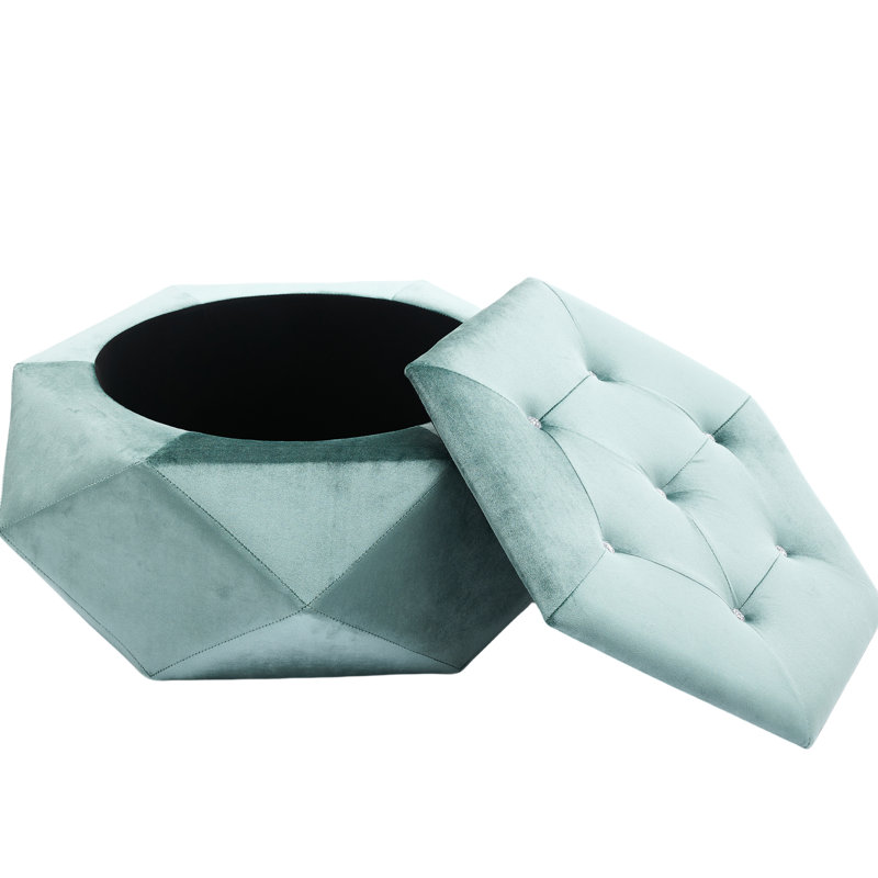 Repose-pied multifonctionnel en velours à motif polygonal en losange, confortable et spacieux, pour la maison, 86 cm (L) x 77,5 cm (l) x 34 cm (H), rangement élégant, chambre à coucher.