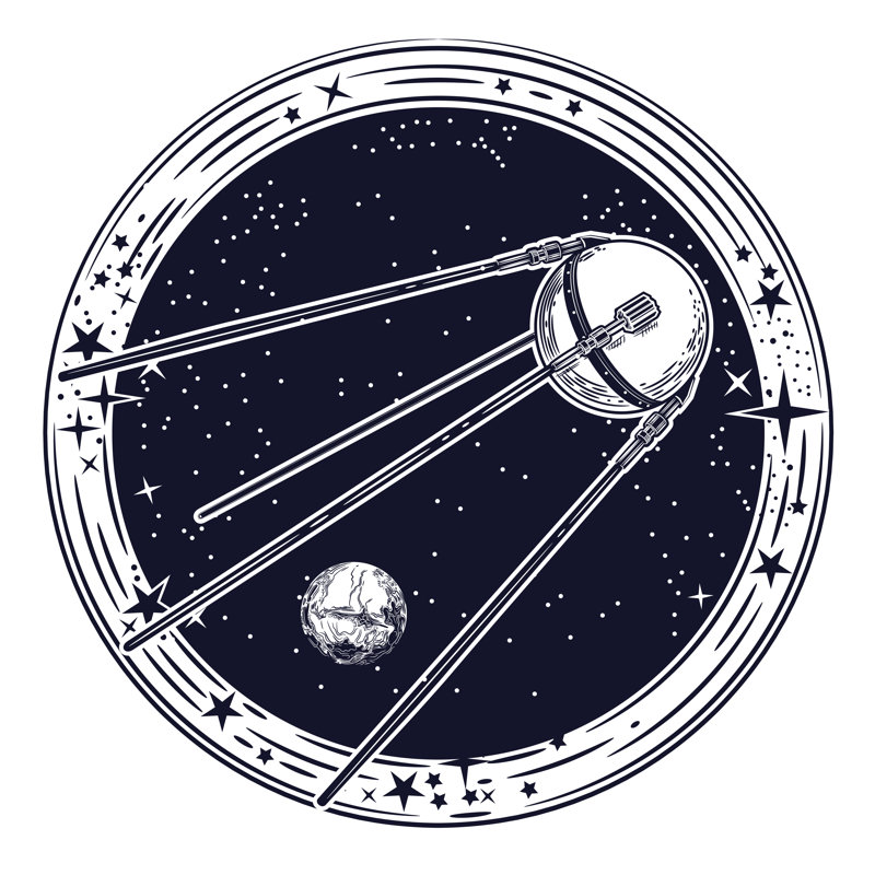 Vector Image Of Satellite by Natala Krechetova - Wrapped Canvas Print, 30cm H x 30cm W