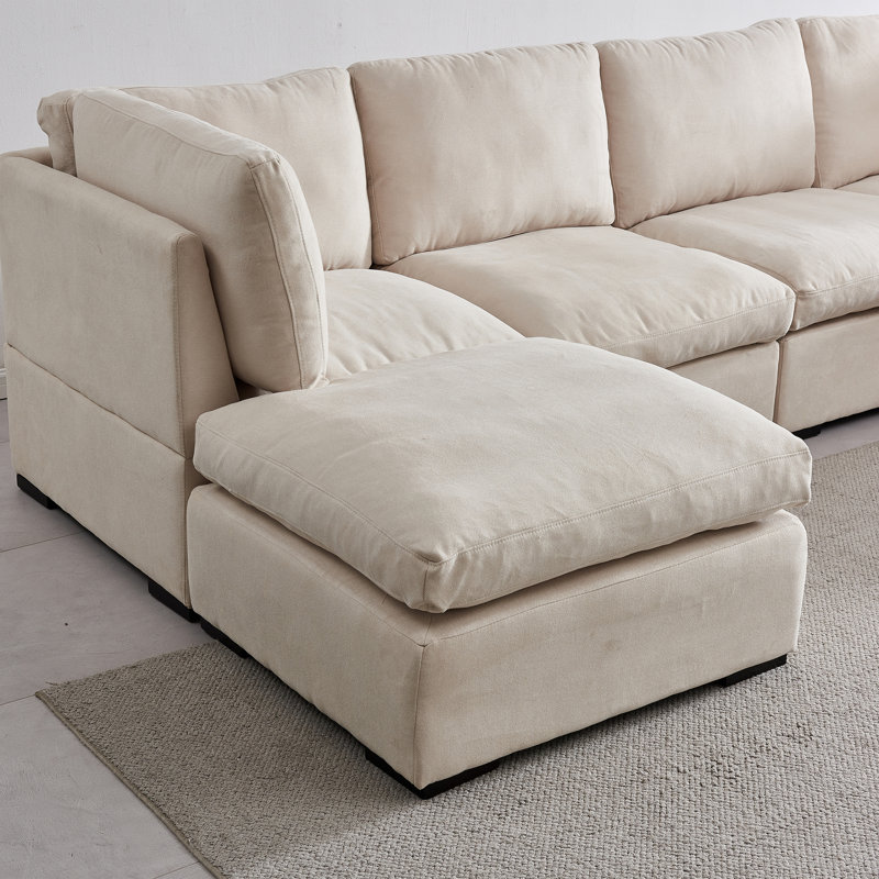 Joani Modular Sofa Chaise, Beige 100% Polyester