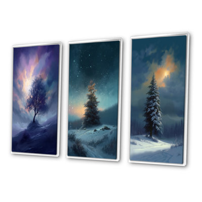 «Snowy Serenity Pinetree», 3 pièces sur toile