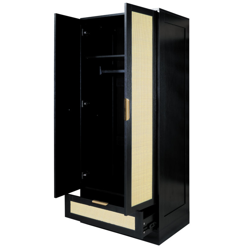Wardrobe, Black, 2 door + 1 drawer