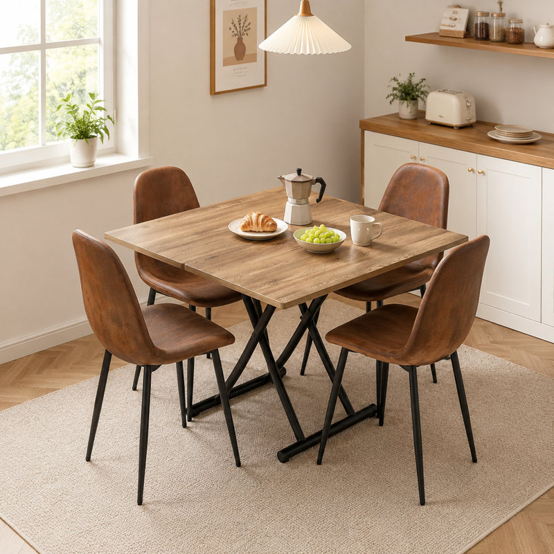 Table élévatrice convertible moderne de 43,3 po avec plateau rabattable et hauteur réglable, Bois, Noir