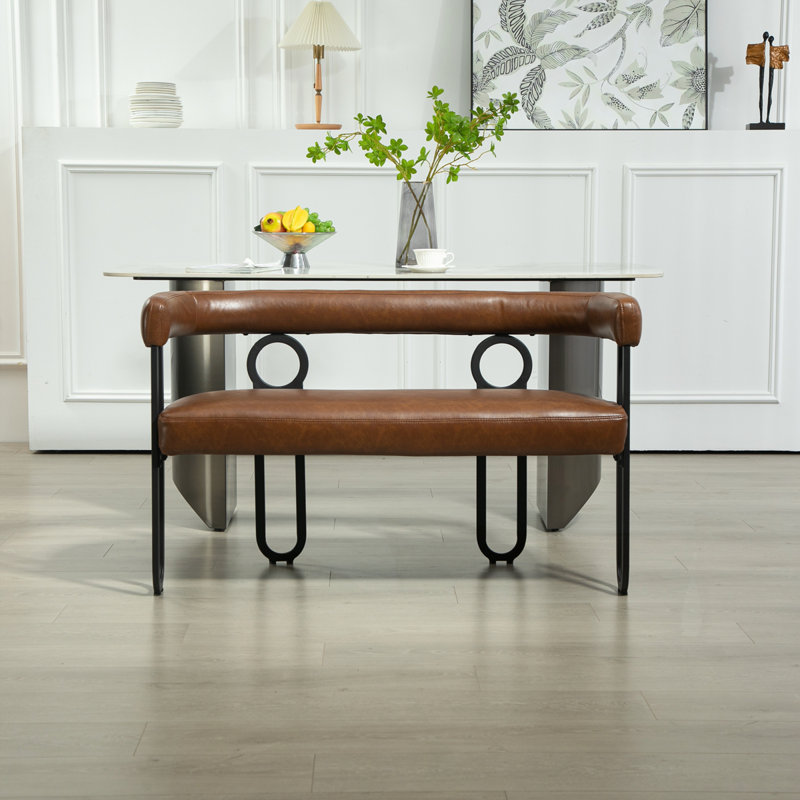 Causeuse House Hold avec accoudoirs et pieds en métal, Marron clair