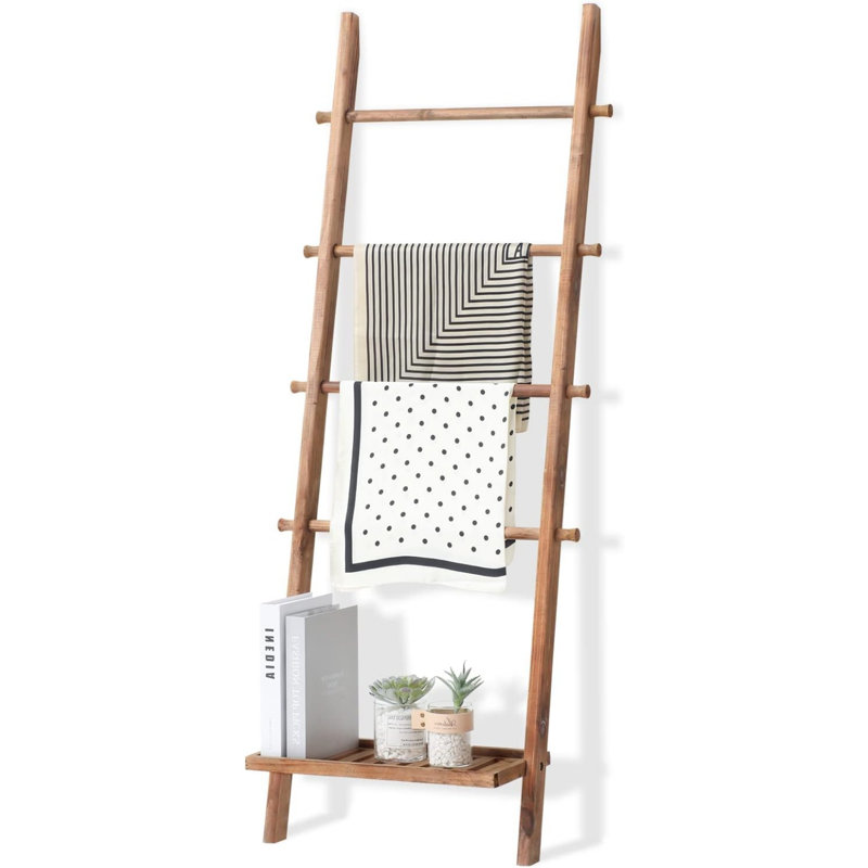 Échelle de couverture en bois avec tablette inférieure