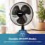 GEEPAS 12" Table Fan | Electric Portable Worktop Desk Fan with 3 Speeds 3 Blades, Adjustable Tilt Wide Angled Oscillation | Powerful Cooling Airflow for Home Office | 1 Year Warranty, 35W