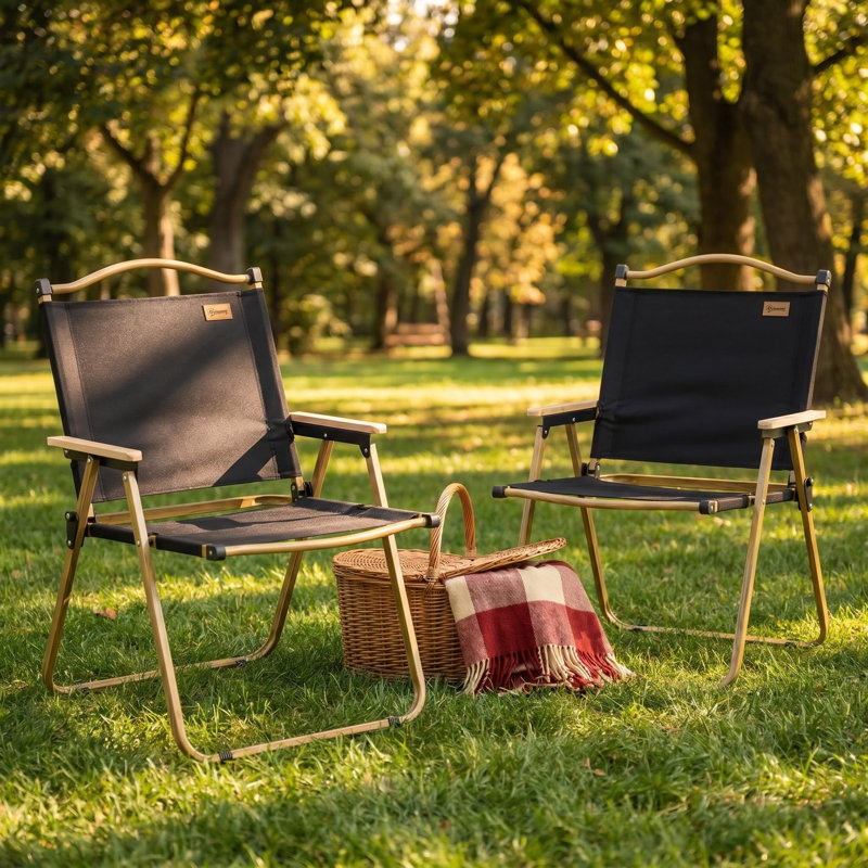 Ensemble de 2 chaises de camping pliantes, chaises de plage portatives légères, support 286LBS pour la pêche, le pique-nique et la randonnée