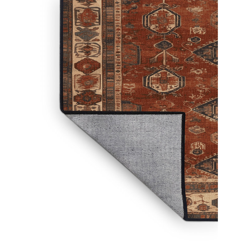 Machine Washable Turkish Brown Area Rug, Round 7'