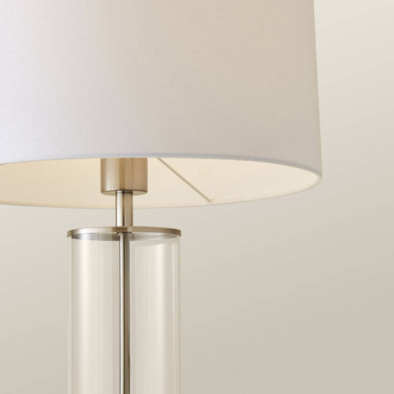 Yawen Glass Table Lamp, White, Chrome