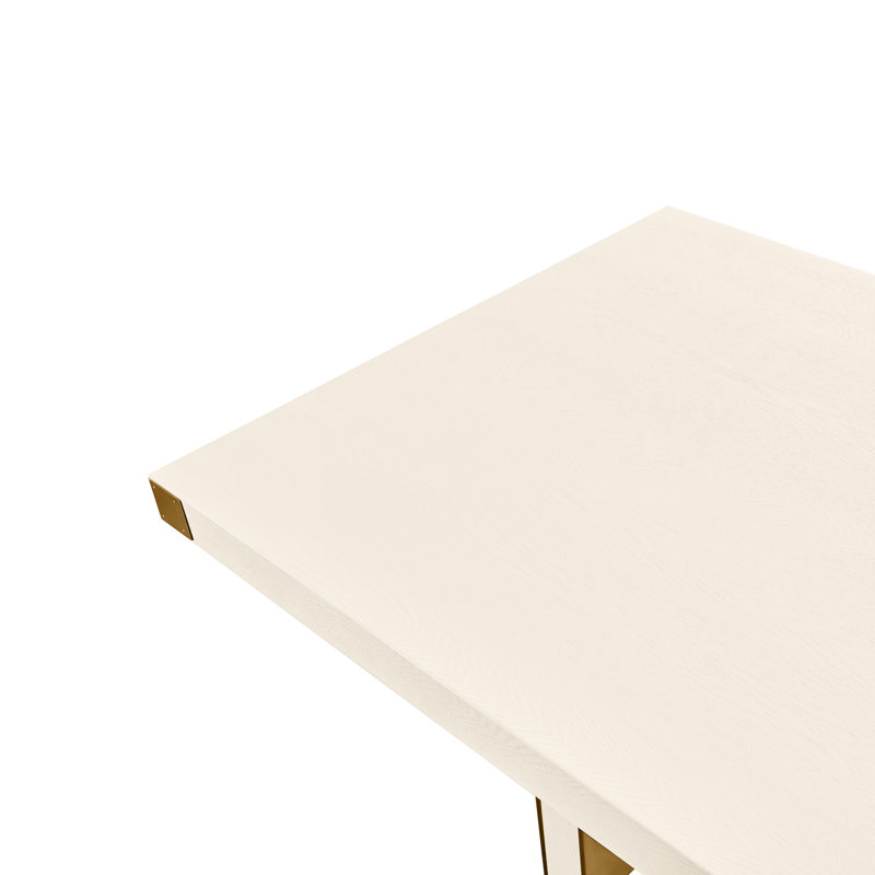 Cream and Gold Ash Wood Rectangular Dining Table