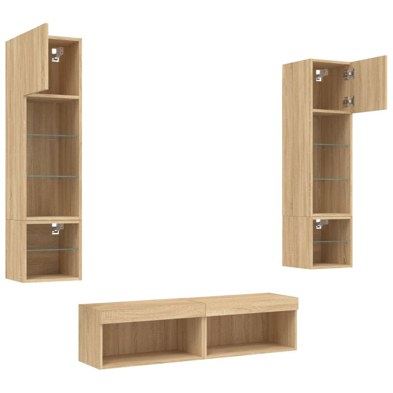 Unfinished Entertainment Centre for TVs up to 28" with Fireplace Included, Sonoma Oak
