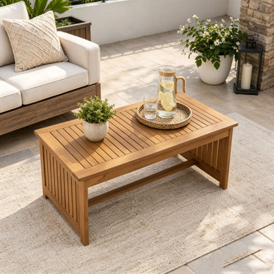 Rustic Acacia Wood Outdoor Coffee Table