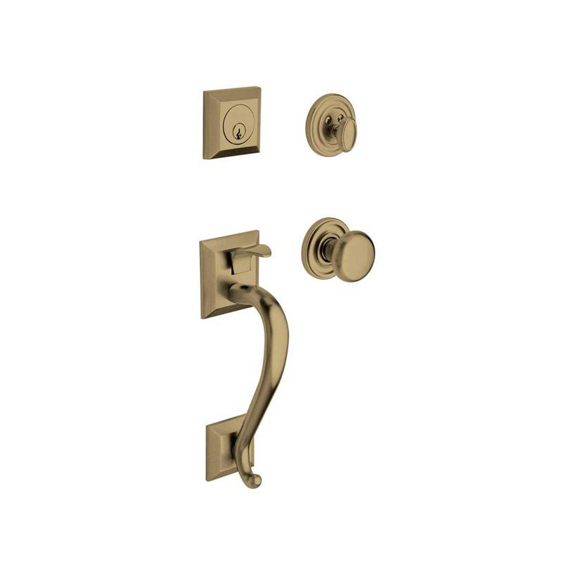 Madison Single Cylinder Handleset with Classic Interior Lever, Satin Brass & Black