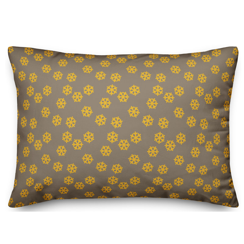 Snowflakes Reversible Throw Pillow, Yellow/Gray