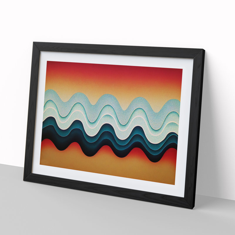 Audio Soundwaves Abstract - Single Picture Frame Print, Black, 46cm H x 64cm W