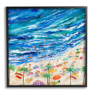 «Summer Beach», peinture encadrée par Estelle Grengs