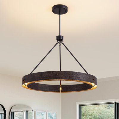 Reiser 31.5" Rustic Round Chandelier With Integrated Led, Vintage Industrial Farmhouse Ceiling Light