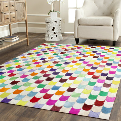 Racette Hand Woven Leather Geometric Rug