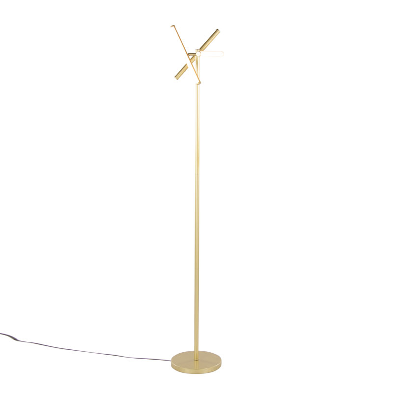 Modern Gold Metal Swivel Floor Lamp, 18 W, Gold