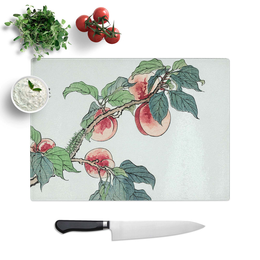 Tempered Glass Caterpillar on a Peach Tree Chopping Board