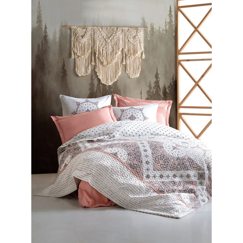 Ensemble de housse de couette 100% coton brun / blanc Sandridge