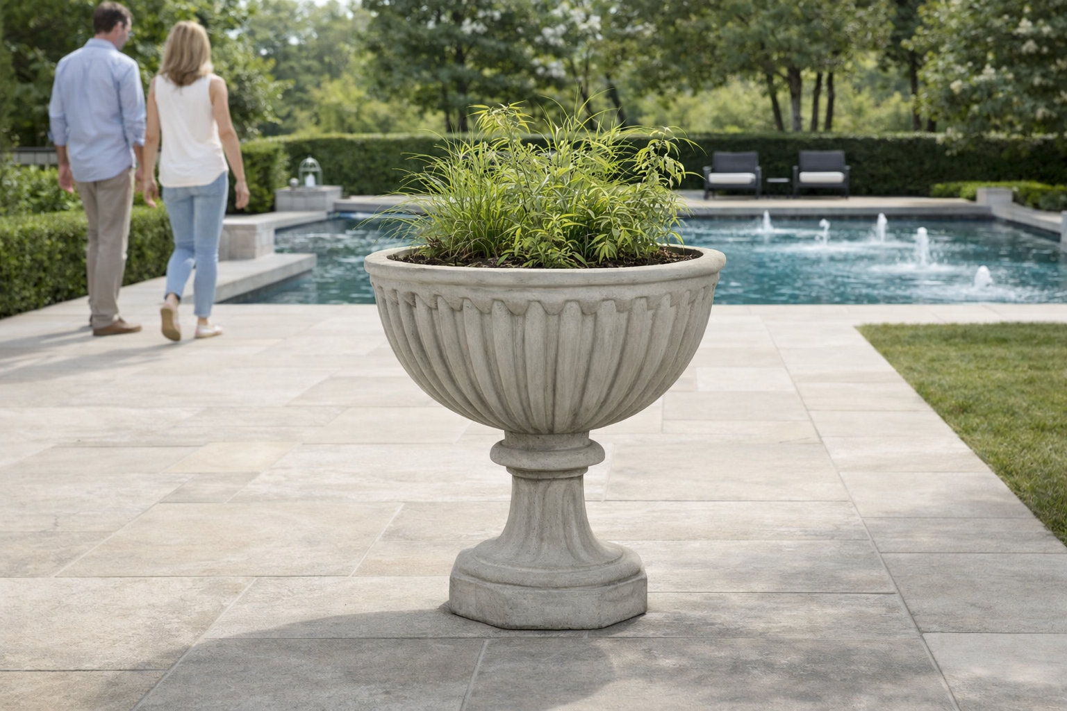22 in. Treviso Urn, Grey