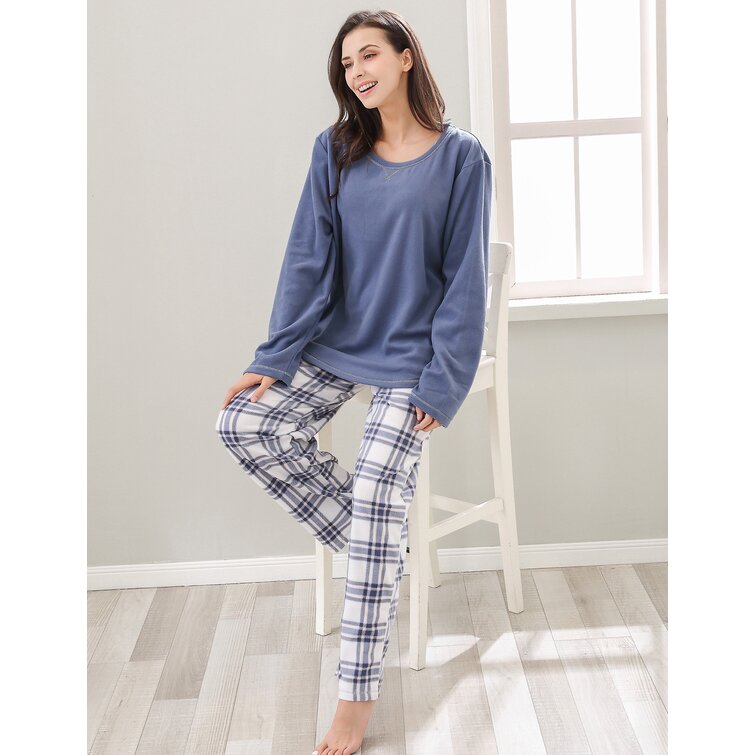 RH Women's Pajama Set Polka Soft Fleece Two-Piece Set Loungewear