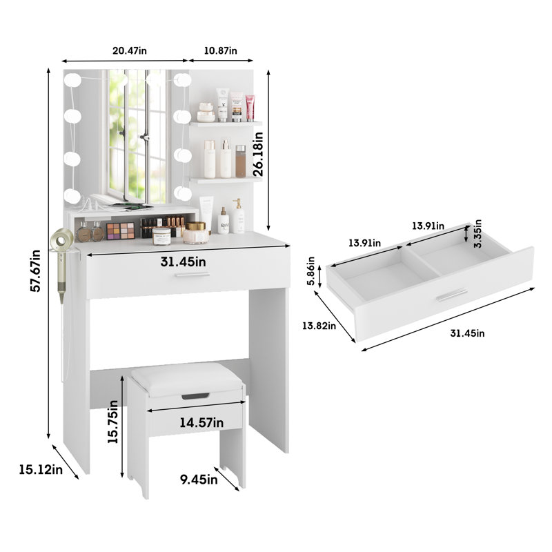 Gottberg Vanity, White