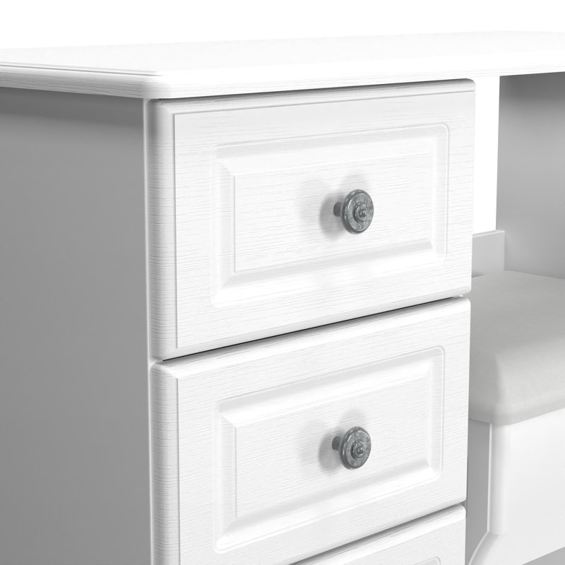 Fully Assembled Meansville Dressing Table Set, White